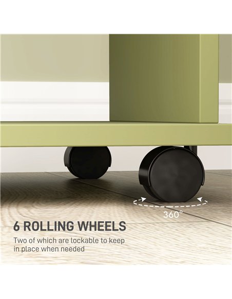 HOMCOM Open Wardrobe Double Mobile Storage Shelves Organizer W/6 Wheels-Green - pic 121085 | FastDaddyshop