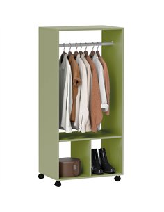 HOMCOM Open Wardrobe for Bedroom, Small Wardrobe on Wheels with Clothes Rail, Storage Shelves, Mobile Garment Rack for Clothes S