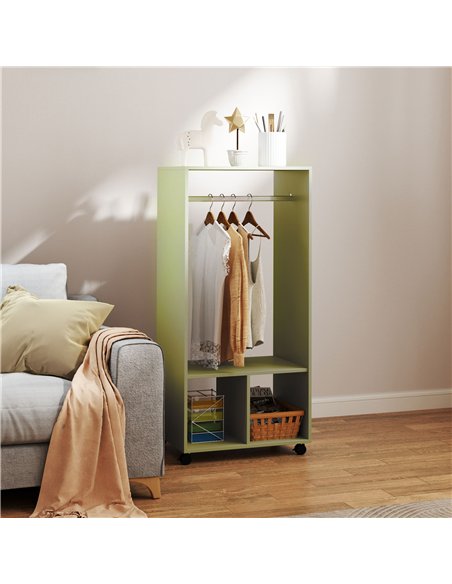 HOMCOM Open Wardrobe for Bedroom, Small Wardrobe on Wheels with Clothes Rail, Storage Shelves, Mobile Garment Rack for Clothes S - pic 121099 | FastDaddyshop
