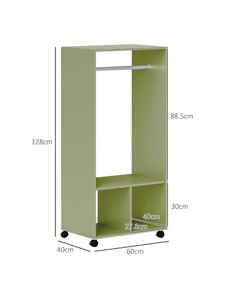 HOMCOM Open Wardrobe for Bedroom, Small Wardrobe on Wheels with Clothes Rail, Storage Shelves, Mobile Garment Rack for Clothes S - pic 121100 | FastDaddyshop