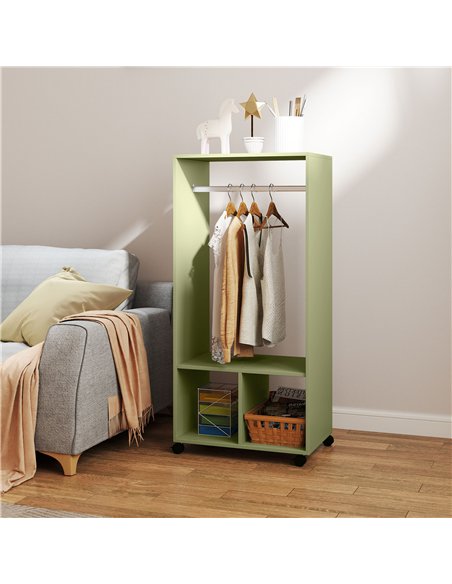 HOMCOM Open Wardrobe for Bedroom, Small Wardrobe on Wheels with Clothes Rail, Storage Shelves, Mobile Garment Rack for Clothes S - pic 121104 | FastDaddyshop
