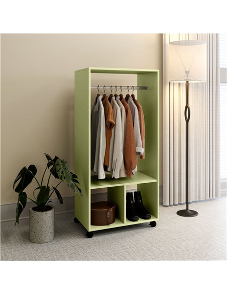 HOMCOM Open Wardrobe for Bedroom, Small Wardrobe on Wheels with Clothes Rail, Storage Shelves, Mobile Garment Rack for Clothes S - pic 121105 | FastDaddyshop
