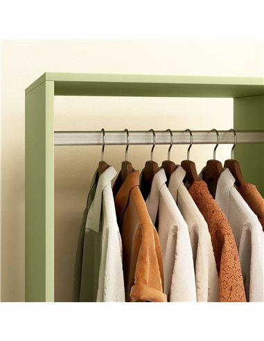 HOMCOM Open Wardrobe for Bedroom, Small Wardrobe on Wheels with Clothes Rail, Storage Shelves, Mobile Garment Rack for Clothes S