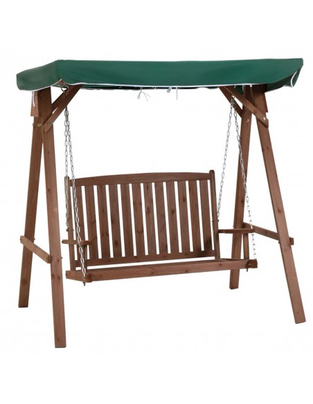 Outsunny Fir Wood 2-Seater Outdoor Garden Swing Chair with Canopy, Green - pic 12111 | FastDaddyshop