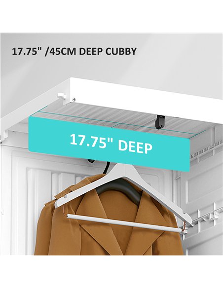 HOMCOM Portable Clothes Wardrobe for Bedroom, Foldable Clothes Organiser with Cube Storage, Hanging Rods, Magnet Doors, White - pic 121113 | FastDaddyshop