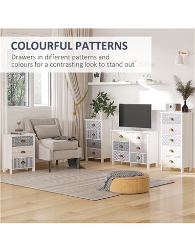 HOMCOM Bedside Table Set of 2 Chest of 3 Drawers Shabby Chic Nightstands with Metal Handle Sofa Side Table for Living Room, Bedr
