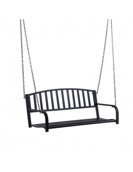Outsunny Garden Metal 2 Seater Swing Chair Minimalist Style, Black - pic 12112 | FastDaddyshop