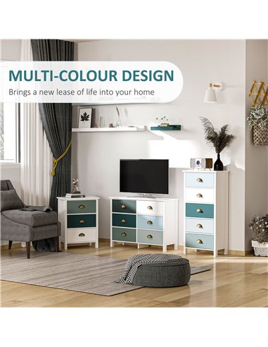 HOMCOM Bedside Table Set of 2 Chest of 3 Drawers Shabby Chic Nightstands with Metal Handle Sofa Side Table for Living Room, Bedr