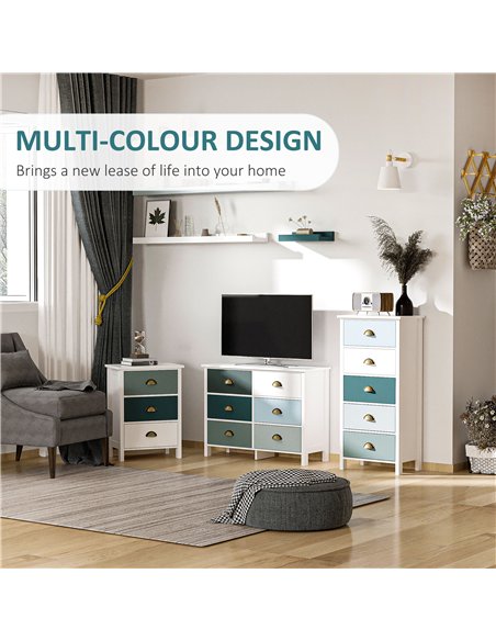 HOMCOM Bedside Table Set of 2 Chest of 3 Drawers Shabby Chic Nightstands with Metal Handle Sofa Side Table for Living Room, Bedr - pic 121128 | FastDaddyshop