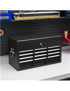HOMCOM Steel Six Drawer Tool Storage Carry Chest, with Lock and Keys - Black 2