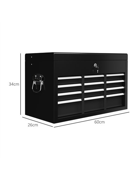 HOMCOM Steel Six Drawer Tool Storage Carry Chest, with Lock and Keys - Black - pic 121136 | FastDaddyshop