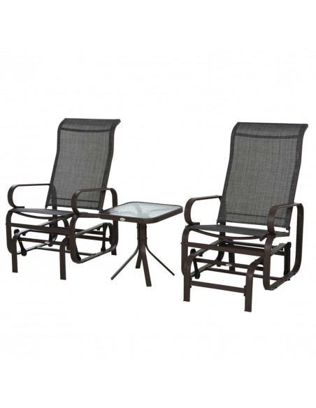 Outsunny 3 piece Outdoor Swing Chair with Tea Table Set, Brown - pic 12114 | FastDaddyshop