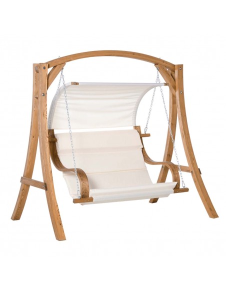 Outsunny Wooden Porch A-Frame Swing Chair With Canopy and Cushion - pic 12115 | FastDaddyshop