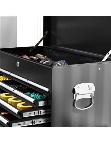 HOMCOM 19 Drawer, Two-Part Tool Storage Chest on Wheels - Black