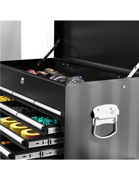HOMCOM 19 Drawer, Two-Part Tool Storage Chest on Wheels - Black - pic 121151 | FastDaddyshop