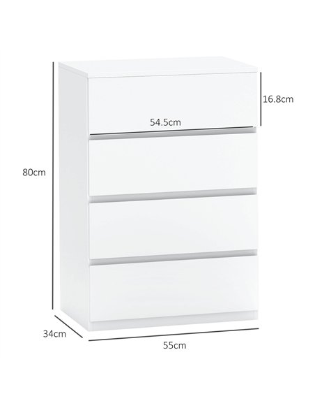 HOMCOM Chest of Drawers, 4-Drawer Storage Cabinets, Modern Dresser, Storage Drawer Unit for Bedroom - pic 121163 | FastDaddyshop