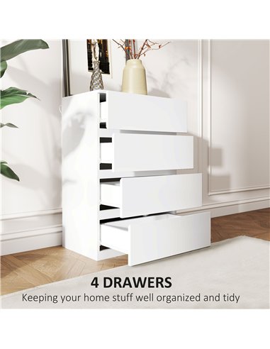 HOMCOM Chest of Drawers, 4-Drawer Storage Cabinets, Modern Dresser, Storage Drawer Unit for Bedroom