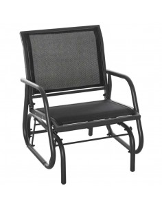 Outsunny Outdoor Gliding Swing Chair with Mesh Seat, Curved Back, Frame Armrests, Dark Grey-Black