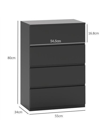 HOMCOM Chest of Drawers, 4-Drawer Storage Cabinets, Modern Dresser, Storage Drawer Unit for Bedroom - pic 121172 | FastDaddyshop