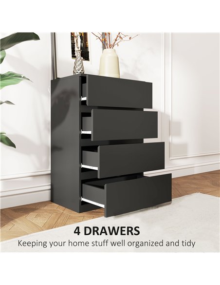 HOMCOM Chest of Drawers, 4-Drawer Storage Cabinets, Modern Dresser, Storage Drawer Unit for Bedroom - pic 121173 | FastDaddyshop