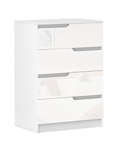 HOMCOM Chest of Four High Gloss Front Drawers - White