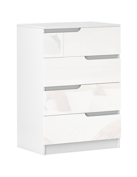 HOMCOM Chest of Four High Gloss Front Drawers - White - pic 121179 | FastDaddyshop