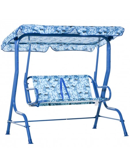 Outsunny 2 Seater Swing Chair with Belt, Adjustable Canopy, Blue - pic 12118 | FastDaddyshop