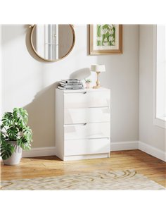 HOMCOM Chest of Four High Gloss Front Drawers - White 2