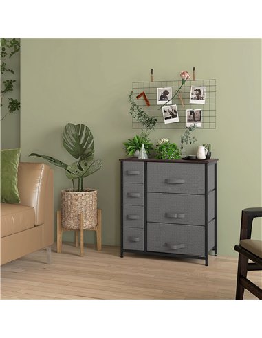 HOMCOM Chest of Drawers with 7 Drawers, Fabric Drawers with Large Storage Space, Drawers Dresser with Metal Frame, Adjustable Fe