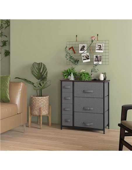 HOMCOM Chest of Drawers with 7 Drawers, Fabric Drawers with Large Storage Space, Drawers Dresser with Metal Frame, Adjustable Fe - pic 121189 | FastDaddyshop