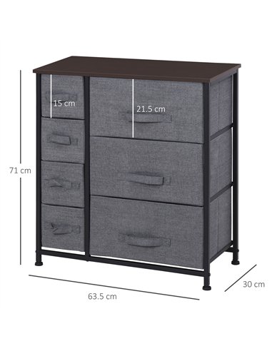 HOMCOM Chest of Drawers with 7 Drawers, Fabric Drawers with Large Storage Space, Drawers Dresser with Metal Frame, Adjustable Fe