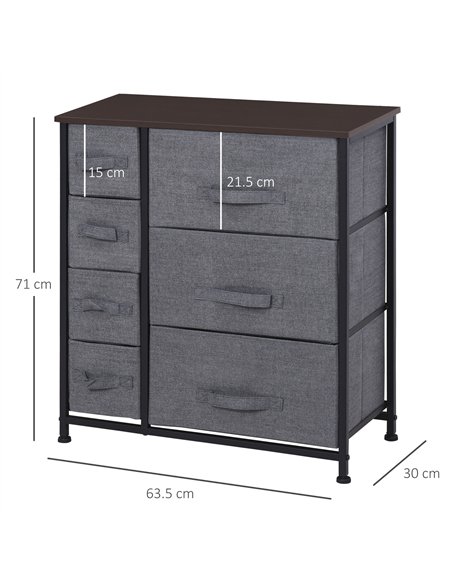 HOMCOM Chest of Drawers with 7 Drawers, Fabric Drawers with Large Storage Space, Drawers Dresser with Metal Frame, Adjustable Fe - pic 121190 | FastDaddyshop