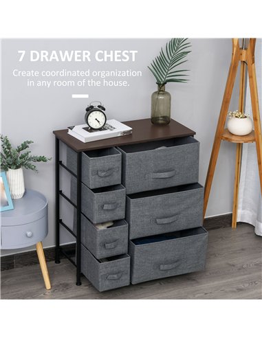 HOMCOM Chest of Drawers with 7 Drawers, Fabric Drawers with Large Storage Space, Drawers Dresser with Metal Frame, Adjustable Fe