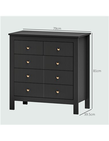 HOMCOM Elegant Chest of Five Drawers - Black
