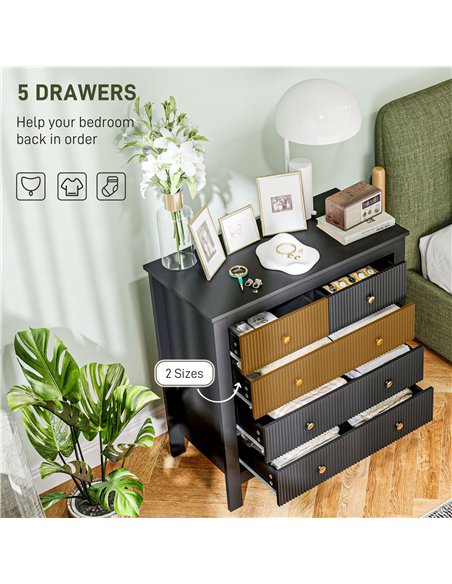 HOMCOM Elegant Chest of Five Drawers - Black - pic 121200 | FastDaddyshop