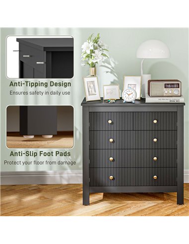 HOMCOM Elegant Chest of Five Drawers - Black