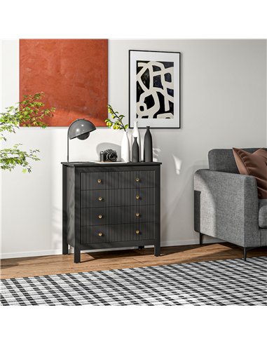 HOMCOM Elegant Chest of Five Drawers - Black
