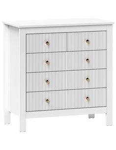 HOMCOM Elegant Chest of Five Drawers - White