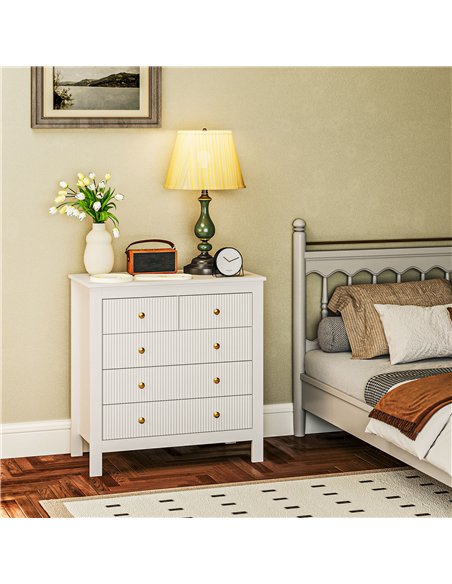 HOMCOM Elegant Chest of Five Drawers - White - pic 121207 | FastDaddyshop