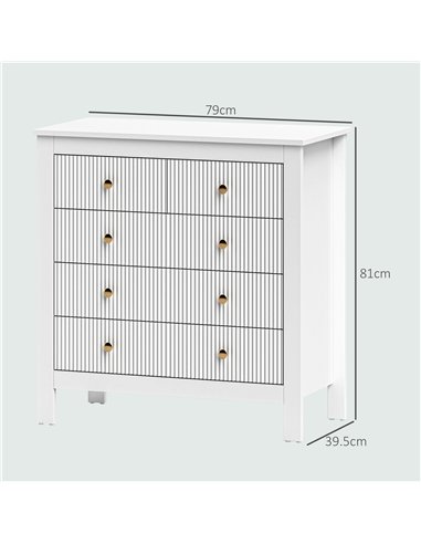HOMCOM Elegant Chest of Five Drawers - White