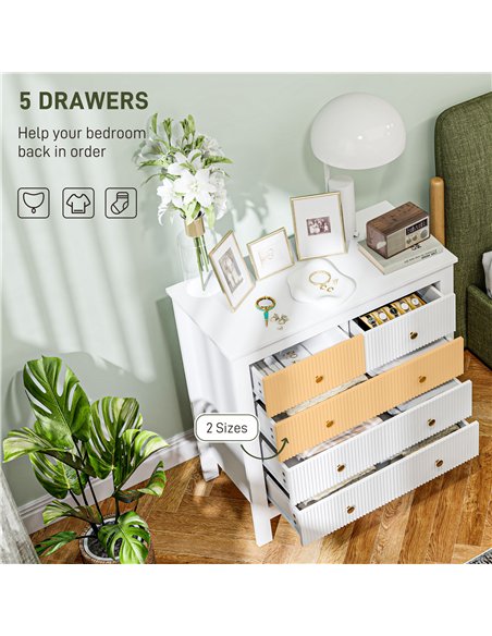 HOMCOM Elegant Chest of Five Drawers - White - pic 121209 | FastDaddyshop