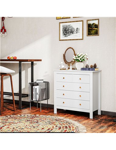 HOMCOM Elegant Chest of Five Drawers - White