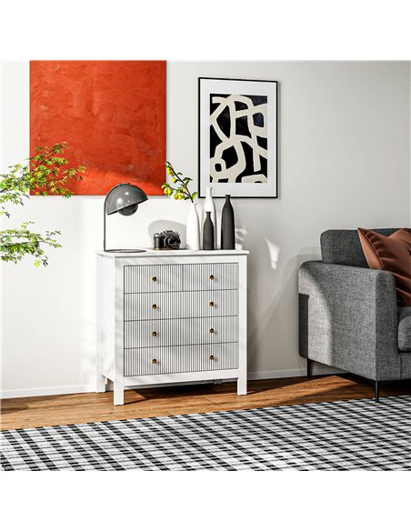 HOMCOM Elegant Chest of Five Drawers - White - pic 121213 | FastDaddyshop