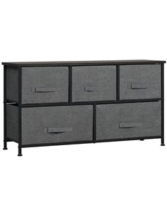 HOMCOM Chest of Five Fabric Drawers - Grey