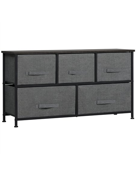 HOMCOM Chest of Five Fabric Drawers - Grey - pic 121215 | FastDaddyshop