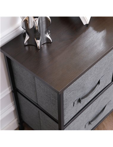 HOMCOM Chest of Five Fabric Drawers - Grey