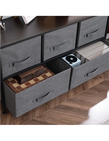 HOMCOM Chest of Five Fabric Drawers - Grey