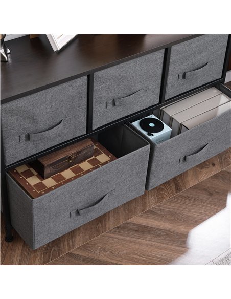 HOMCOM Chest of Five Fabric Drawers - Grey - pic 121223 | FastDaddyshop