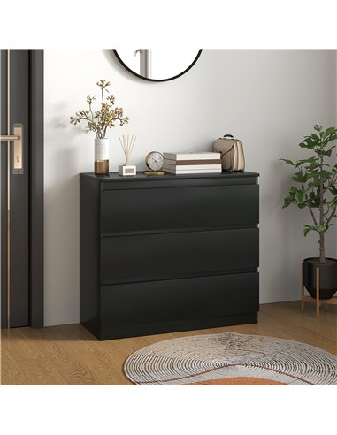HOMCOM Chest of Drawers, 3-Drawer Storage Organiser Unit for Bedroom, Living Room, Black