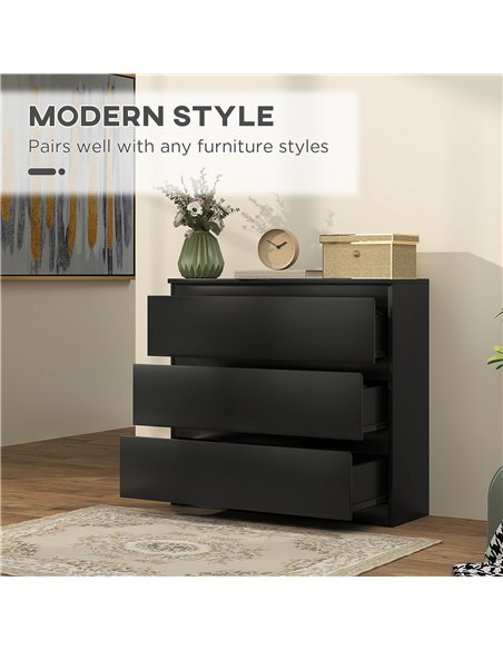 HOMCOM Chest of Drawers, 3-Drawer Storage Organiser Unit for Bedroom, Living Room, Black - pic 121236 | FastDaddyshop